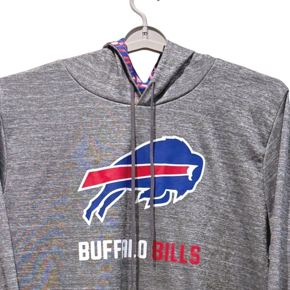 Zubaz Buffalo Bills NFL Team Apparel Hoodie Gray Space Dye Zebra Lining Mens XL